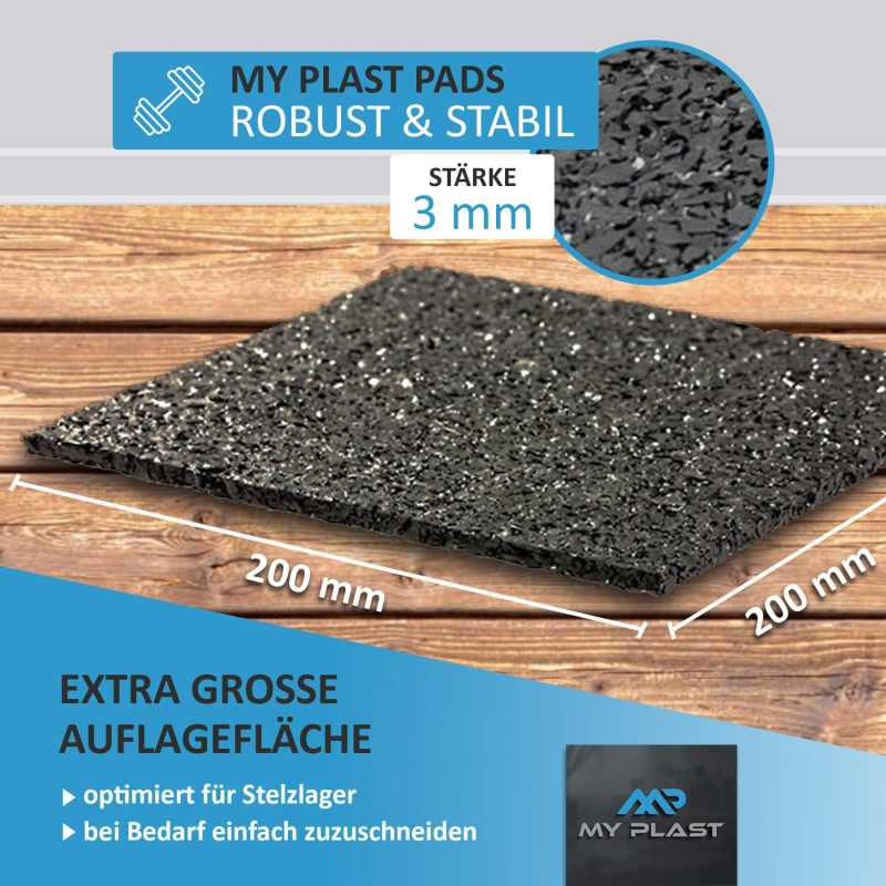 3mm Terrassenpad - 200 x 200 mm Terrassenpads, Gummigranulat-Pads, Terrassenbau